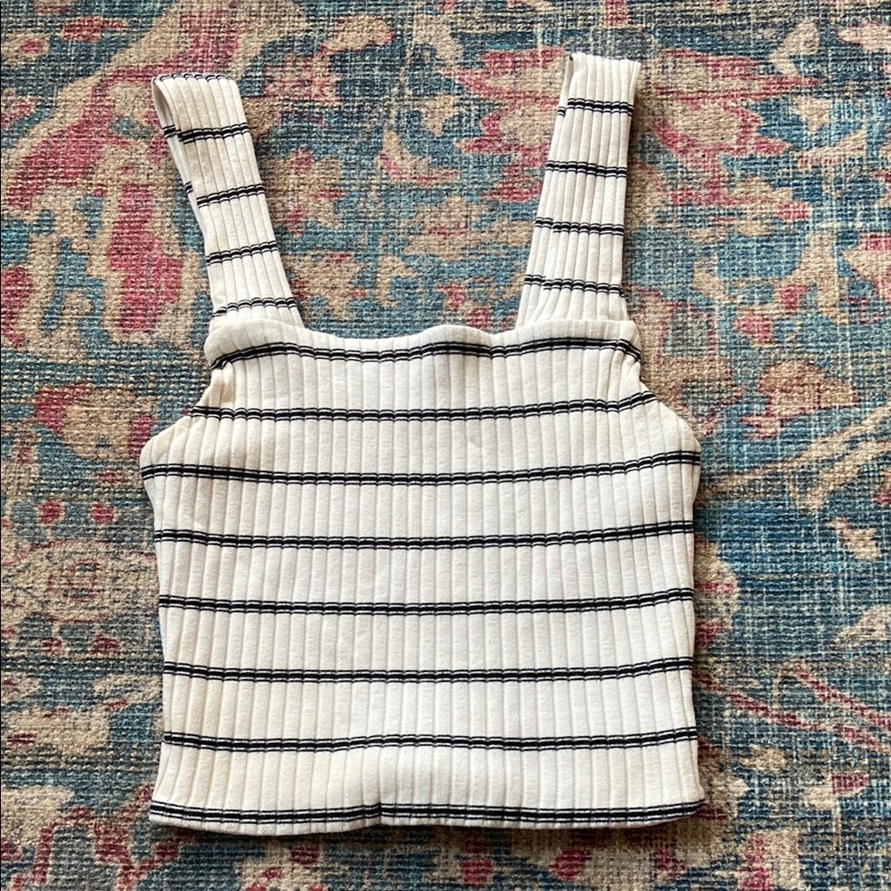 American Eagle Outfitters Striped Crop Top - White and Black